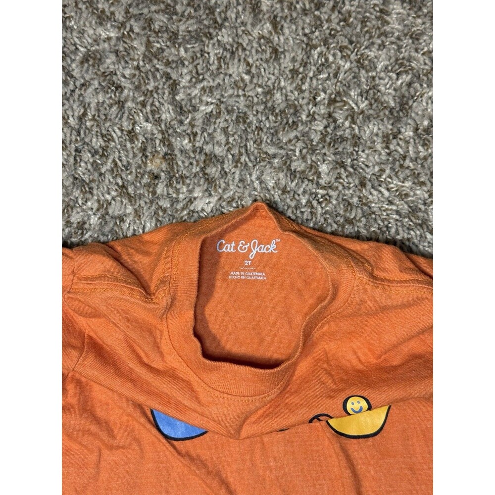 Cat & Jack Toddler Boys 2T Peace Sign Hands Graphic T-Shirt Orange Cotton Blend - Picture 2 of 7